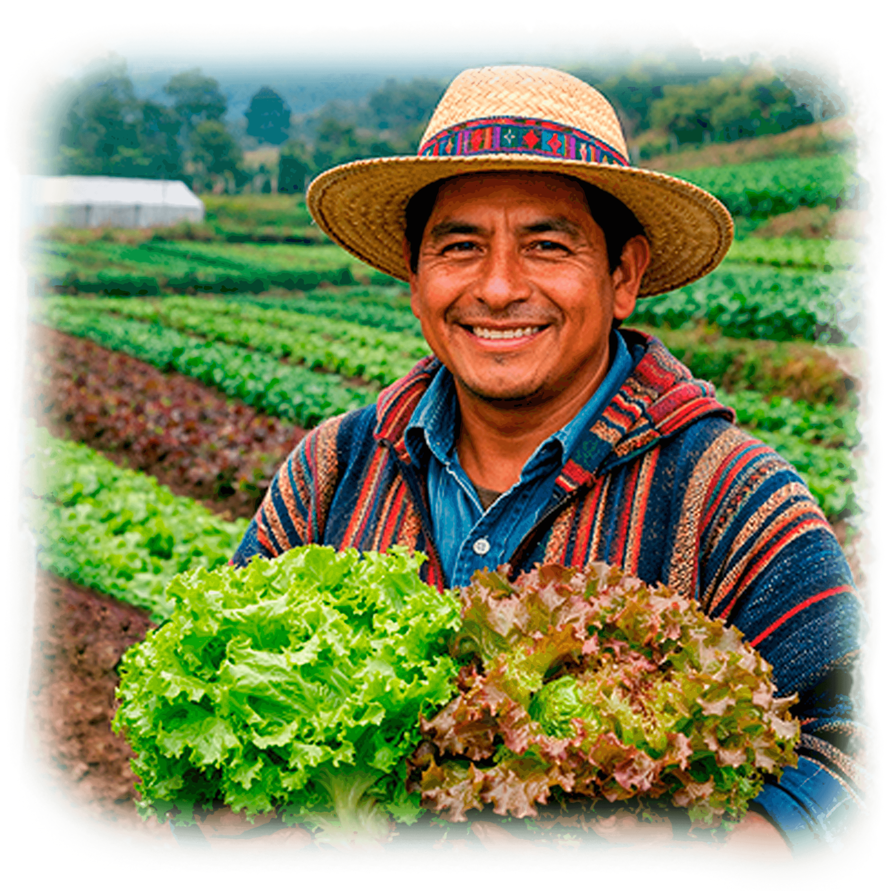 Personas cultivando lechugas